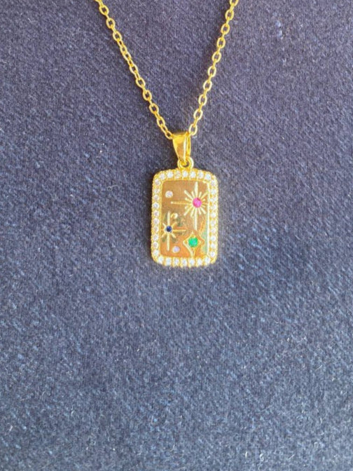 Lunera Gold Kolye İnce Detay Taşlı